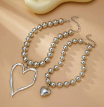 Load image into Gallery viewer, SILVER DOUBLE HEART NECKLACE
